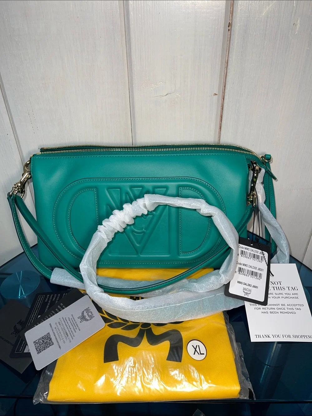 MCM Mode Travia Shoulder Bag Spanish Calf Leather in Bosohorus Green NWT - Picture 7 of 16